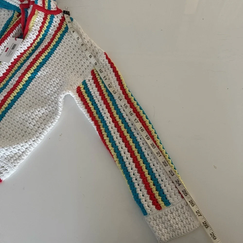Solid & Striped colorful crochet knit Lola sweater NWT $248
